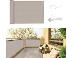 Weerbestendig Balkon Privacy Scherm met UV-Bescherming en Kabelbinders - 75 x 500 cm - Taupe