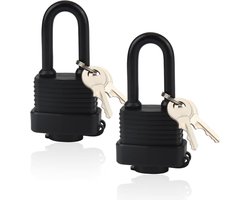 Weerbestendig hangslot 40 mm, 2 stuks met sleutel voor buitengebruik | Dubbele vergrendeling, messing cilinder, ideaal voor garage, hek en tuinhuis