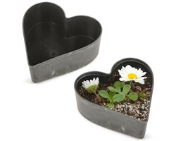 Weerbestendige Hartvormige Buitenterrassen Plantenbakken - 2 Pack - 22 cm Zwart Marmer