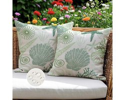 Weerbestendige Kussenhoezen - Set van 2 - Zeepatroon - 40x40/45x45/50x50 cm - Polyester