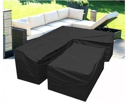 Weerbestendige L-vormige tuinsofa hoes met duurzame trekkoord - Bescherming voor buitenmeubilair, waterdicht en UV-bestendig, geschikt voor L-vormige loungesets 118"×118"×35