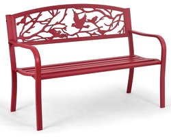 Weerbestendige metalen tuinbank 280 kg, loungebank voor balkon, tuin, terras - 127 x 60 x 88 cm, rood