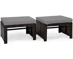Weerbestendige Ottomaanse Voetenbank Set van 2 met Comfortabel Kussen - Perfect voor Tuin en Terras