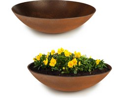 Weerbestendige Plantenschalen Outdoor Tuindecoratie Set van 2 in Roestlook Rond 28 cm