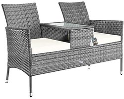 Weerbestendige Tuinbank van Polyrattan - Modern en Comfortabel voor Balkon en Tuin - 143x55x88cm
