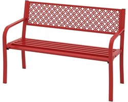 Weerbestendige tuinbank voor 2 personen met rugleuning en armleuning – sterke metalen buitenbank tot 360 kg