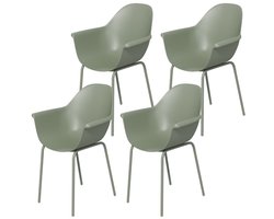 Weerbestendige Tuinstoel Set 4 Stuks Tuinstoelen Met Rugleuning Armleuningen Kunststof Metaal Groen 59x55x84 cm Outdoor Stoel Belastbaar 120 kg Balkon Stoel Terras Stoel Tuinmeubel Set Eetkamer Buiten Stoel