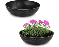 Weerbestendige zwarte marmer effect plantenbak 30 x 9 cm voor binnen en buiten