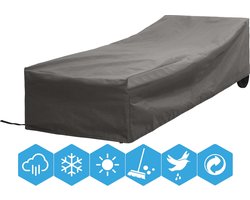 Weersbestendige Beschermhoes Ligbed | 200 x 75 x 40 cm | Premium | Waterproof | TÜV Rheinland Gecertificeerd | Hoes voor Tuin | Waterdicht | Solution Dyed (verkleuring onmogelijk) | Grijs / Antraciet