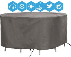 Weersbestendige Beschermhoes Ronde Tuinset (M) | ø 200 x 85 cm | Premium | Waterproof | TÜV Rheinland Gecertificeerd | Hoes voor Tuin | Waterdicht | Solution Dyed (verkleuring onmogelijk) | Grijs / Antraciet