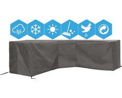 Weersbestendige Beschermhoes voor Hoekbank | 275/100x275/100x70 cm (L-vorm) | Premium | Waterproof | TÜV Rheinland Gecertificeerd | Tuinbank / L-Vorm | Waterdicht | Solution Dyed (verkleuring onmogelijk) | Grijs