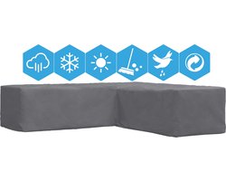 Weersbestendige Beschermhoes voor Hoekbank | 300/90 x 300/90 x 70 cm (L-vorm) | Premium | Waterproof | TÜV Rheinland Gecertificeerd | Tuinbank / L-Vorm | Hoes voor Tuin | Waterdicht | Solution Dyed (verkleuring onmogelijk) | Grijs