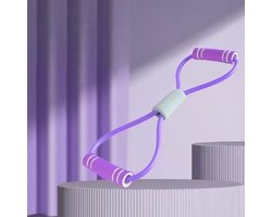 Weerstandsband (Figuur 8), Elastisch Fitness-trekkoord, Borstexpander, Yoga- en Spanningsband van rubber voor het rekken en trainen van buik, taille, armen en benen (paars)