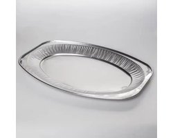 Wegwerp aluminium serveerschaal - 33,5 cm per aluminium schaal - ovale dienbladen - ovale aluminium schalen voor bruiloft - bruiloft - catering - gastro - Gastronomie - Barbecue - verjaardag - feest - 100 stuks