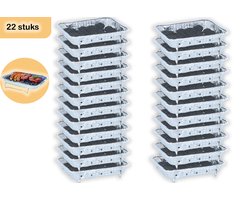 Wegwerp BBQ 22 stuks – Direct Klaar voor Gebruik met 600g Houtskool – Instant Barbecue voor Camping, Strand en Picknick