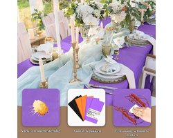 wegwerp plastic tafelkleden 137 x 275 cm - zwart paars oranje - rechthoekig - ideaal voor feestdecoratie - 6 stuks - Vemera