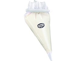 Wegwerp spuitzak set incl. 4 spuitmonden en sluitclip - Transparant/Wit - Decoratie bakaccessoires (1 stuk)