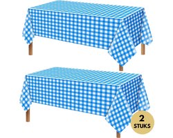 Wegwerp Tafelkleed 2x – Tafelzeil – Tafelkleden – Tafelkleed buiten – Plastic Tafelkleed – Tafelkleed Feest - Tafelkleed buiten rechthoekig – 274x137cm – Feest Decoratie – Blauw/Wit - Gender Reveal