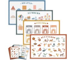 Wegwerppacemats voor baby's en peuters - 40 stuks (4 designs) - Kleverige onderkant - 30x45 cm