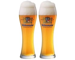 Weihenstephaner Bierglazen Weizen 500 ml - Set van 2 glazen voor tarwebier - Officieel bierglas voor schuimige bieren - Vaatwasserbestendig - Helder glas - Glas - Hoogte 240 mm - Glaswerk - Bierglazen