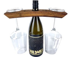 WEINKRAM 2in1 wijnbutler | Handgemaakte wijnglashouder en wijnhouder van een rode wijnvat - cadeau-idee voor wijnliefhebbers | Handgemaakt in Duitsland | Wijnfleshouder | wijn staan