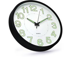 wekker-Klok Wandklok vast zonder tikkend geluid Geluidloos Nagloeiende kwartsklok Modern Ø-wandklok