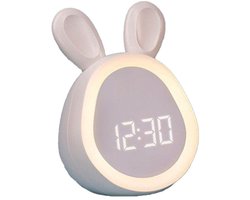 Wekker met nachtlampje en schattig konijntje, geschikt cadeau voor meisjes, peuters en jongens, voor kinder- en tienerkamers