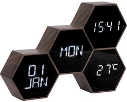 Wekker Six in the Mix - Rubberized Zwart hout - 17,5x12x4,5cm