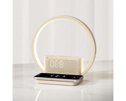 Weklicht bedlamp met draadloze oplader en zonsopgangwekker - 10 watt, touch-dimbare tafellamp met 3 helderheidsniveaus en rustgevend geluid voor slaaphulp - voor baby's en volwassenen