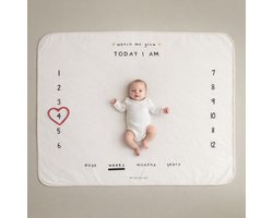 WeLikeToLove - Mijlpaaldeken - Kraamcadeau - Baby cadeau - Jongen & meisje - Babyshower - Geboortecadeau - 100x130 cm