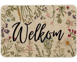 Welkom Antieke Kruiden Wilde Bloemen Lente Deurmat, Home Decoratie Keuken Tapijt Vloermat Voor Binnen Buiten Decor 40 x 60 cm
