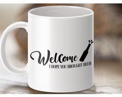 welkom mok, biermok, grappige mok, nieuwe huis cadeau, verjaardagsmok, bierliefhebber, thuis cadeau, ik hoop bier, drank mok, cadeau mok, feestmok, vrienden mok, housewarming cadeau