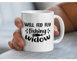 Well Fed Fly Fishing Widow Mug, Visvrouw Mok, Vliegvissen Cadeau, Grappige Vismok, Gepersonaliseerde Mok, Fishing Widow Cadeau