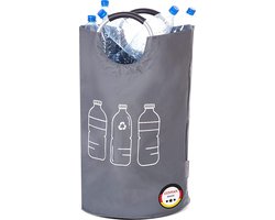 WELLENBORG® opvouwbare statiegeldflesopberger opvouwbaar grijs groot - statiegeldfles inzamelbak waterdichte flessenopvangbak leegt grote opvouwbare mand - glasafvalleegjes inzamelbak voor flessen