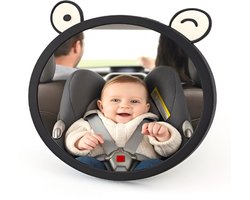 Wellewares - Autospiegel Baby - Achterbank Spiegel - Ovaal - Zwart