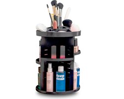 Wellewares - Make up Organizer - Skincare Sorteerder - Makeup Organizer Draaibaar 360° Voor badkamer en Make-up Tafel - Parfum Cosmetica - Verstelbare Plankjes - Zwart