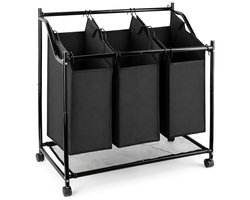 Wellewares - Wasmand - Wassorteerder - Wasmand Drie Vakken - Zwart
