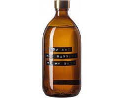 Wellmark Badzeep bruin glas messing dop fles 500ml tekst YOU ARE THE BUBBLES TO MY BATH