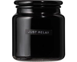 Wellmark Geurkaars zwart glas Fresh Linnen tekst JUST RELAX