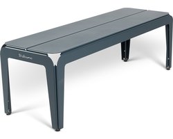 Weltevree | Bended Bench | Tuinbank | Buitenbank 3 Persoons | Aluminium Gepoedercoate Afwerking | Tuinmeubel | Grijsblauw RAL 5008
