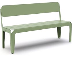 Weltevree | Bended Bench | Tuinbank met Rugleuning | Buitenbank 3 Persoons | Aluminium Gepoedercoate Afwerking | Tuinmeubel | Lichtgroen RAL 6021