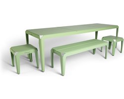 Weltevree | Bended Table | Aluminium Tuintafel 90 x 270 cm | Tuinmeubel, Buitentafel, Eettafel Buiten | Tuin Tafel 10 Personen | Lichtgroen