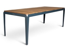 Weltevree | Bended Table Wood | Duurzame Tuintafel Hout & Staal 90 x 220 cm | Eettafel Buiten Essenhout, Tuinmeubel | Tuin Tafel 8 Personen | Grijsblauw