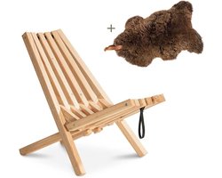 Weltevree | Fieldchair | Tuinstoel Loungestoel Buiten incl, Schapenvacht Bruin | Naturel