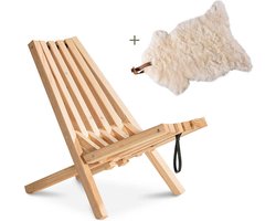 Weltevree | Fieldchair | Tuinstoel Loungestoel Buiten incl, Schapenvacht Wit | Naturel
