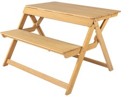 Weltevree | Folding Picnic Table | Opvouwbare Picknicktafel of Bank met Rugleuning | Bamboe | Bruin