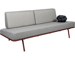 Weltevree | Sofabed | Ligbed Tuin, Zonnebed, Loungebed Buiten Loungebank | Tuinmeubel | Waterdicht | Max, 250 Kg | Lichtgrijze Kussens & Rood Frame