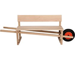 Weltevree | Wheelbench | Kruiwagenbank Eikenhout | 2 tot 3 Persoons Tuinbank | Buiten Bank Verrijdbaar | Combinatie Bank en Kruiwagenwiel