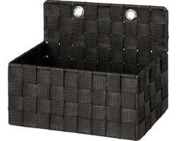 Wenko 22070100 Organizer Adria om op te hangen, badmand, polypropyleen, zwart, 15,5 x 25 x 20 cm