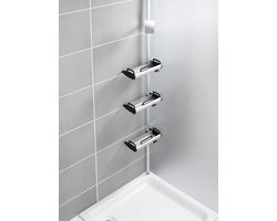 WENKO 22828100 Etagère de douche télescopqiue, Aluminium/Plastique, Argent/Noir, 30 x 70-260 x 17 cm